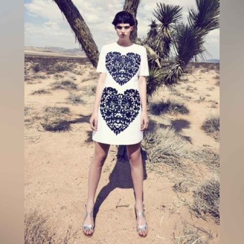 STELLA MCCARTNEY Heart print embroidery cotton blend dress size 40 US 4